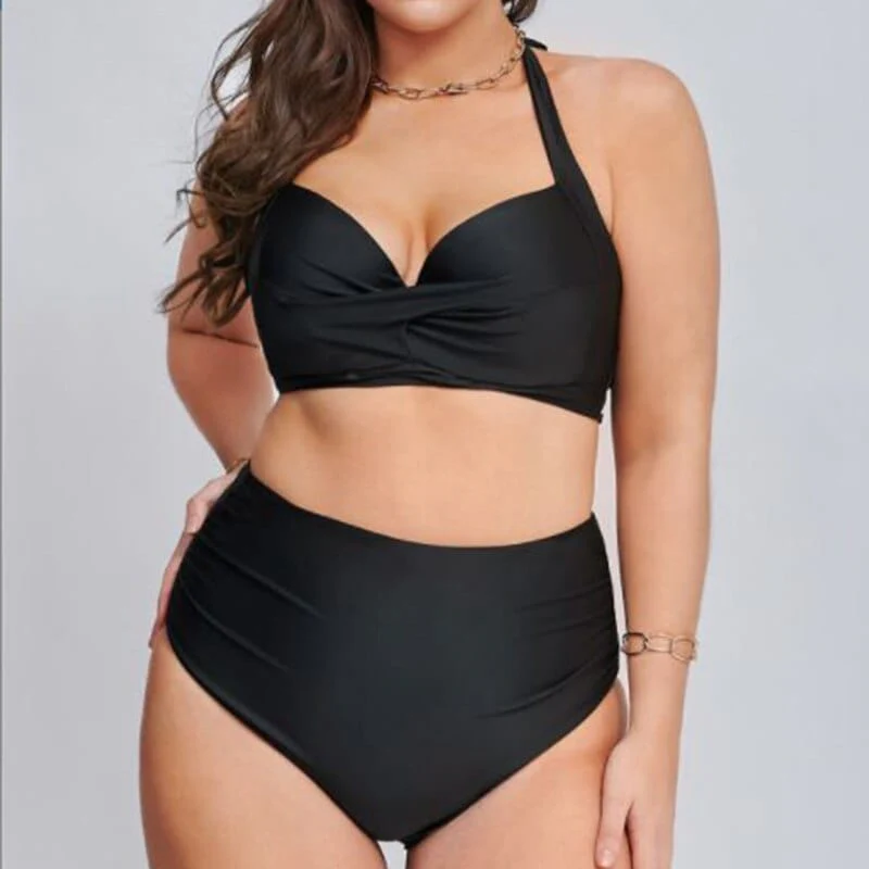 Bikini plus size z figami o wysokim stanie